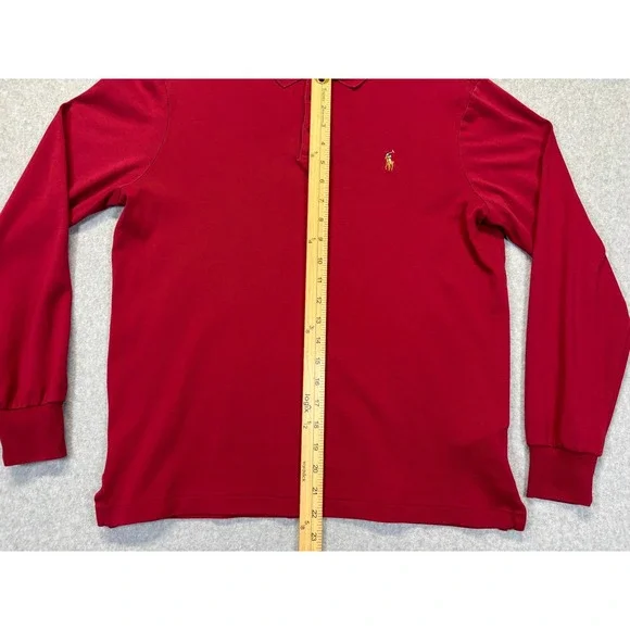 Polo Ralph Lauren Mens Red Long Sleeve Polo Shirt Classic Fit Small S P Pony - Picture 3 of 8